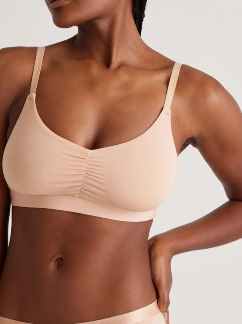 Quince Micromodal Ruched Bralette Light Nude